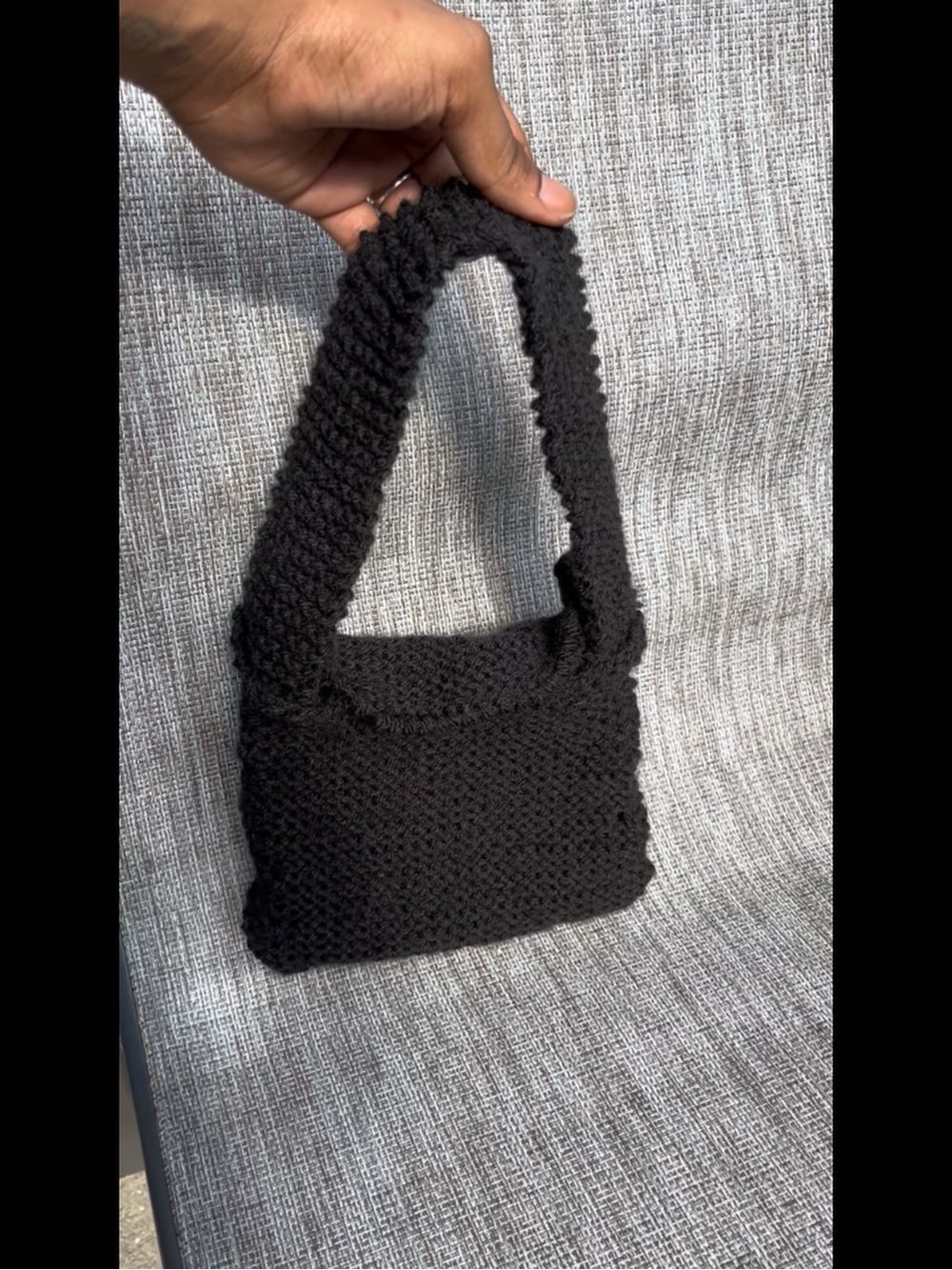 Handmade Black knit Shoulder Bag